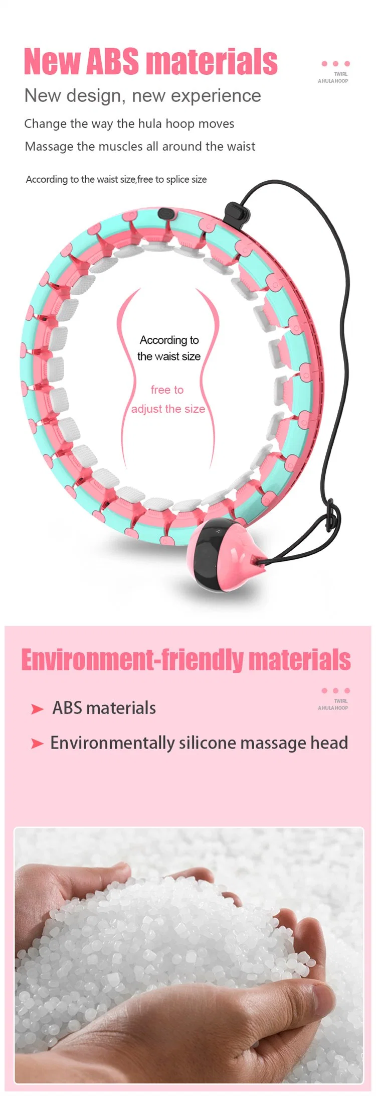 Hot Sale Auto-Spinning Non-Drop Slimming Fitness ABS Adjustable Detachable Hula Ring Smart Hola Hoop