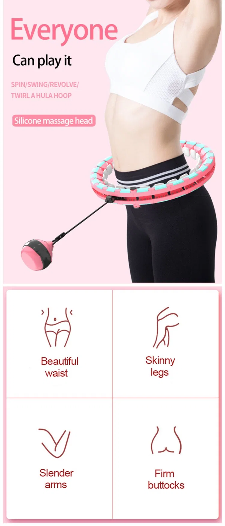 Hot Sale Auto-Spinning Non-Drop Slimming Fitness ABS Adjustable Detachable Hula Ring Smart Hola Hoop